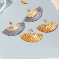 New Exaggerated Frosted Fan-shaped Bohemian Tassel Earrings Wholesale main image 5