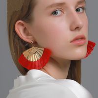 New Exaggerated Frosted Fan-shaped Bohemian Tassel Earrings Wholesale main image 6