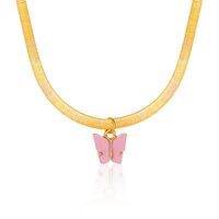 New Fashion Colorful Butterfly Simple Snake Bone Chain Alloy Necklace For Women main image 2
