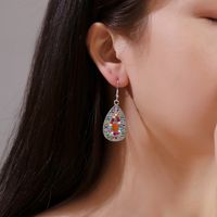 New Retro Colorful Water Drop Ethnic Style Color Sun Flower Drop Oil Earrings Wholesale main image 3
