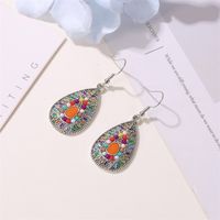 New Retro Colorful Water Drop Ethnic Style Color Sun Flower Drop Oil Earrings Wholesale main image 4