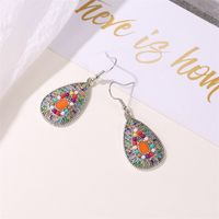 New Retro Colorful Water Drop Ethnic Style Color Sun Flower Drop Oil Earrings Wholesale main image 5