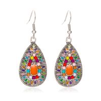 New Retro Colorful Water Drop Ethnic Style Color Sun Flower Drop Oil Earrings Wholesale main image 6