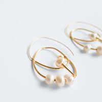 Exaggerated Geometric Pearl Metal Creative Irregular Earrings  Wholesale main image 4