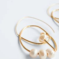 Exaggerated Geometric Pearl Metal Creative Irregular Earrings  Wholesale main image 5