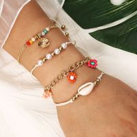 Beach Bohemia Style Hand-woven Flower Shell Rice Bead Trend Pearl Multi-layer Bracelet main image 1