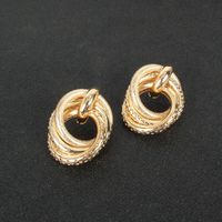 Fashion New Alloy Geometric Ring Golden Stud Earrings For Women main image 3