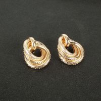 Fashion New Alloy Geometric Ring Golden Stud Earrings For Women main image 4