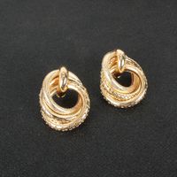Fashion New Alloy Geometric Ring Golden Stud Earrings For Women main image 5