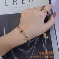 Fashion Retro Minimalist Niche Titanium Steel 18k Real Gold Titanium Steel Bracelet For Women main image 6