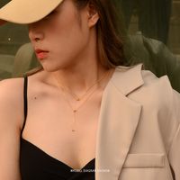 الأزياء جديد الاتجاه الحد الأدنى مزدوجة الطبقات ارتداء جولة حبة التيتانيوم الصلب 18k الذهب الحقيقي قلادة للنساء main image 6