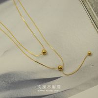 Fashion New Trend Minimalist Double Layered Wear Round Bead Titanium Steel 18k Real Gold Necklace For Women main image 4