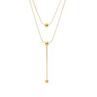 Fashion New Trend Minimalist Double Layered Wear Round Bead Titanium Steel 18k Real Gold Necklace For Women main image 3