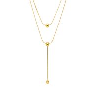 Mode Nouvelle Tendance Minimaliste Double Couche Usure Perle Ronde En Acier Titane 18 Carats Collier En Or Véritable Pour Les Femmes main image 3