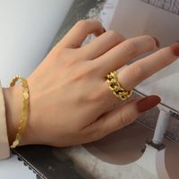 Retro Simple Chain Hollow Twist Open Titanium Steel Rings Wholesale main image 3