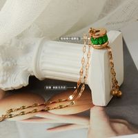 Niche Fashion Emerald Tassel Titanium Steel Pendant Necklace For Women main image 4