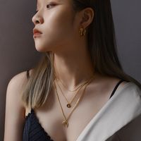 New Fashion Star Moon Sun Titanium Steel Bracelet Necklace Set main image 1