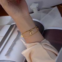 New Fashion Star Moon Sun Titanium Steel Bracelet Necklace Set main image 5