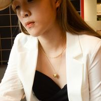 Fashion Retro Niche Double-layer Peach Heart Pendant Titanium Steel Plated 18k Necklace For Women main image 1