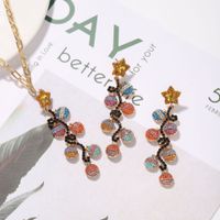 Wholesale All-match Alloy Diamond-studded Christmas Gift Irregular Small Lantern Necklace Earrings Set For Women main image 6