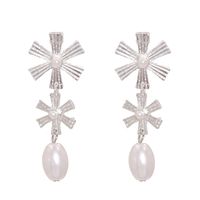 New Trend Fashion Wild Ethnic Style Flower Drop Pearl Alloy Earrings main image 2