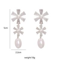 New Trend Fashion Wild Ethnic Style Flower Drop Pearl Alloy Earrings main image 6
