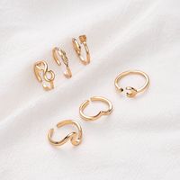 Hot Sale Geometric Alloy Ring Six-piece Leaf Ring Set Wholesale main image 6