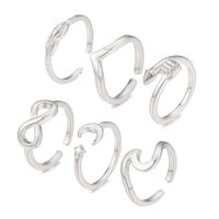 Hot Sale Geometric Alloy Ring Six-piece Leaf Ring Set Wholesale main image 5