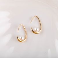 New Pearl Brass Metal Fashion Earrings For Women Hot-saling Wholesale main image 3