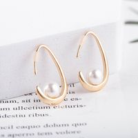 New Pearl Brass Metal Fashion Earrings For Women Hot-saling Wholesale main image 4