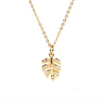 New Leaf Simple Diamond Leaf Women's Copper Pendant Clavicle Chain Fashion Accessories sku image 1