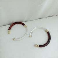 Fashionable New Large Circle Transparent Color Brown Double Color Matching Wild Earring For Women sku image 1