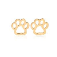 Hot-saling Hollow  Alloy Plating Cute Animal Cat And Dog Foot Earrings Wholesale sku image 1