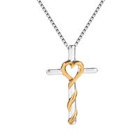 Fashion Love-shaped Classic Cross Pendant Clavicle Chain Ladies Necklace sku image 1