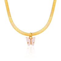 New Fashion Colorful Butterfly Simple Snake Bone Chain Alloy Necklace For Women sku image 2