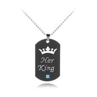Hot Sale New Fashion Couple Crown Lettering Necklace Keychain Wholesale sku image 2