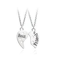 Love-shaped Star Wispy Stitching Best Friends English Letter Necklace Wholesale sku image 1