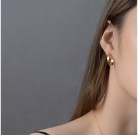 Fashion Retro Minimalist Oval Stitching Titanium Steel Earrings Bracelet Set For Women sku image 34