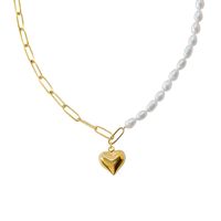 Fashion Retro Niche Peach Heart Titanium Steel Necklace sku image 1