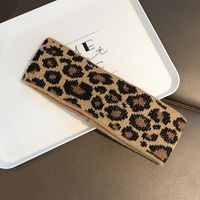 Leopard Print Knitting Retro Wide-brim Sports Hair Hoop Headband sku image 1