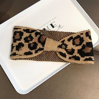 Leopard Print Knitting Retro Wide-brim Sports Hair Hoop Headband sku image 3