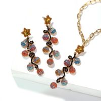 Wholesale All-match Alloy Diamond-studded Christmas Gift Irregular Small Lantern Necklace Earrings Set For Women sku image 1