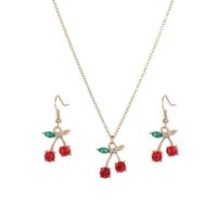 Korean New Cherry Wild Girls Alloy Necklace Earrings Set Hot-saling Wholesale sku image 2