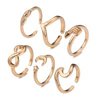 Hot Sale Geometric Alloy Ring Six-piece Leaf Ring Set Wholesale sku image 1