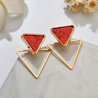 Fashion Square Triangle Round Geometric Artificial Stone Stud Earrings main image 4