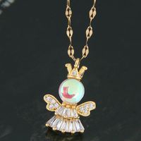 Korean Fashion   Simple Inlaid Zirconium Angel Personality Necklace main image 3