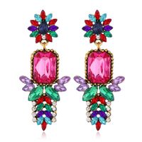 Fashion Metal Bright Gemstone Concise  Exaggerated  Earrings main image 2