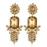 Fashion Metal Bright Gemstone Concise  Exaggerated  Earrings main image 5