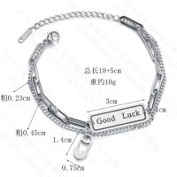 Korea Letter Pin Buckle Double Simple Lucky Trendy  Titanium Steel Bracelet main image 6