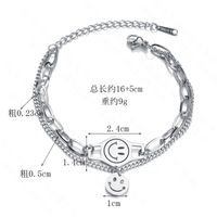 Fashion Smiley Face Round  Retro Stitching Chain Wild Double-layer Stainless Steel Bracelet For Women main image 6